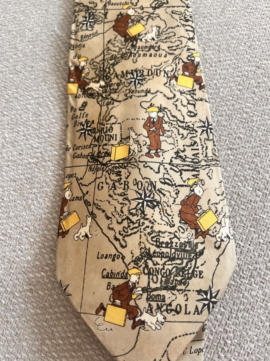 Krawatten: Tie Tintin Map Pattern 100% Silk Made in Italy Used – Gebraucht aus Lausanne von Danash 1