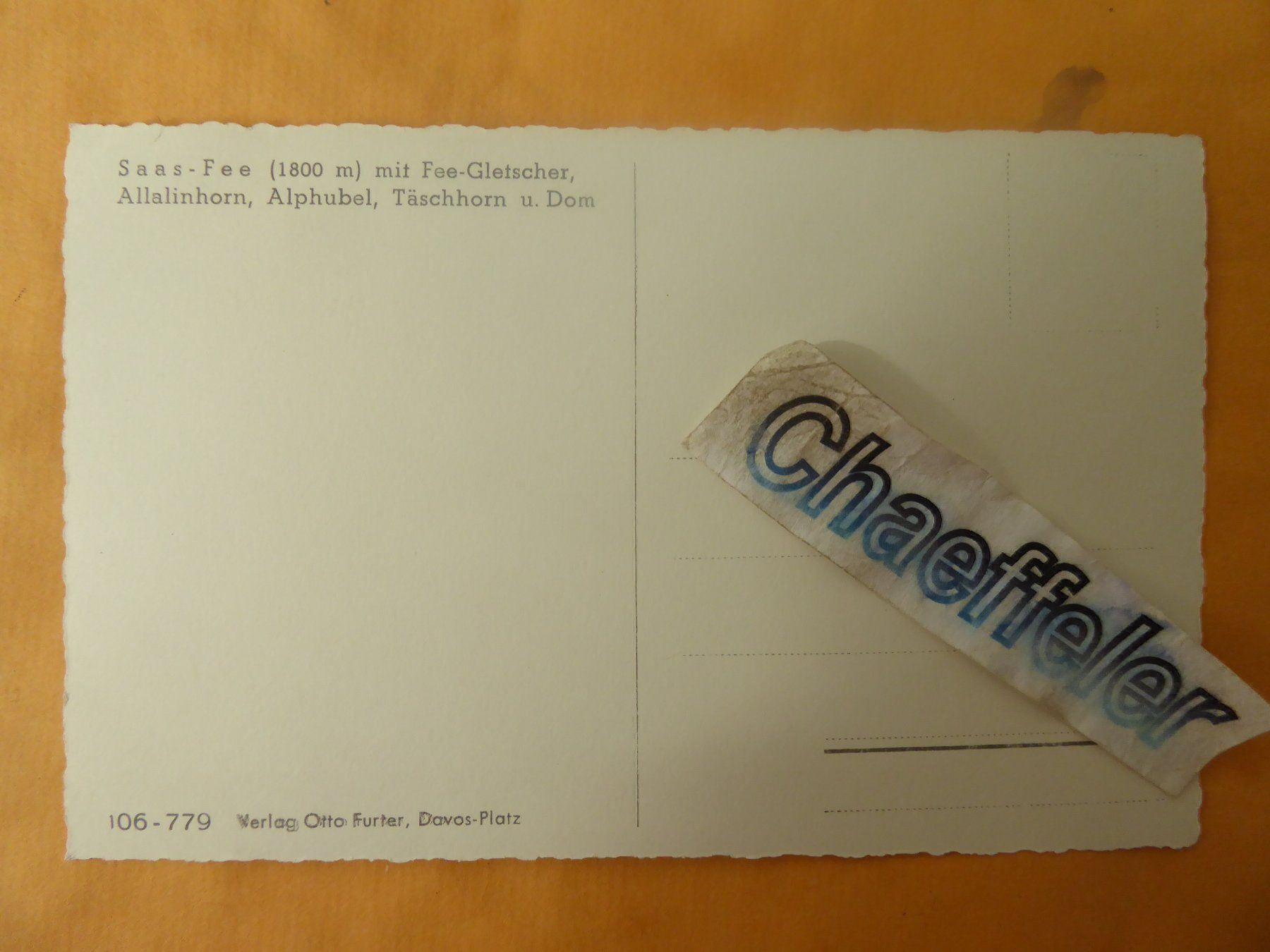 Cartoline postali: Saas-Fee, mit Fee-Gletscher – Usato da Zürich venduto da Chaeffeler 1