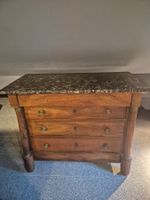 Commode d'époque Empire en noyer, plateau marbre
