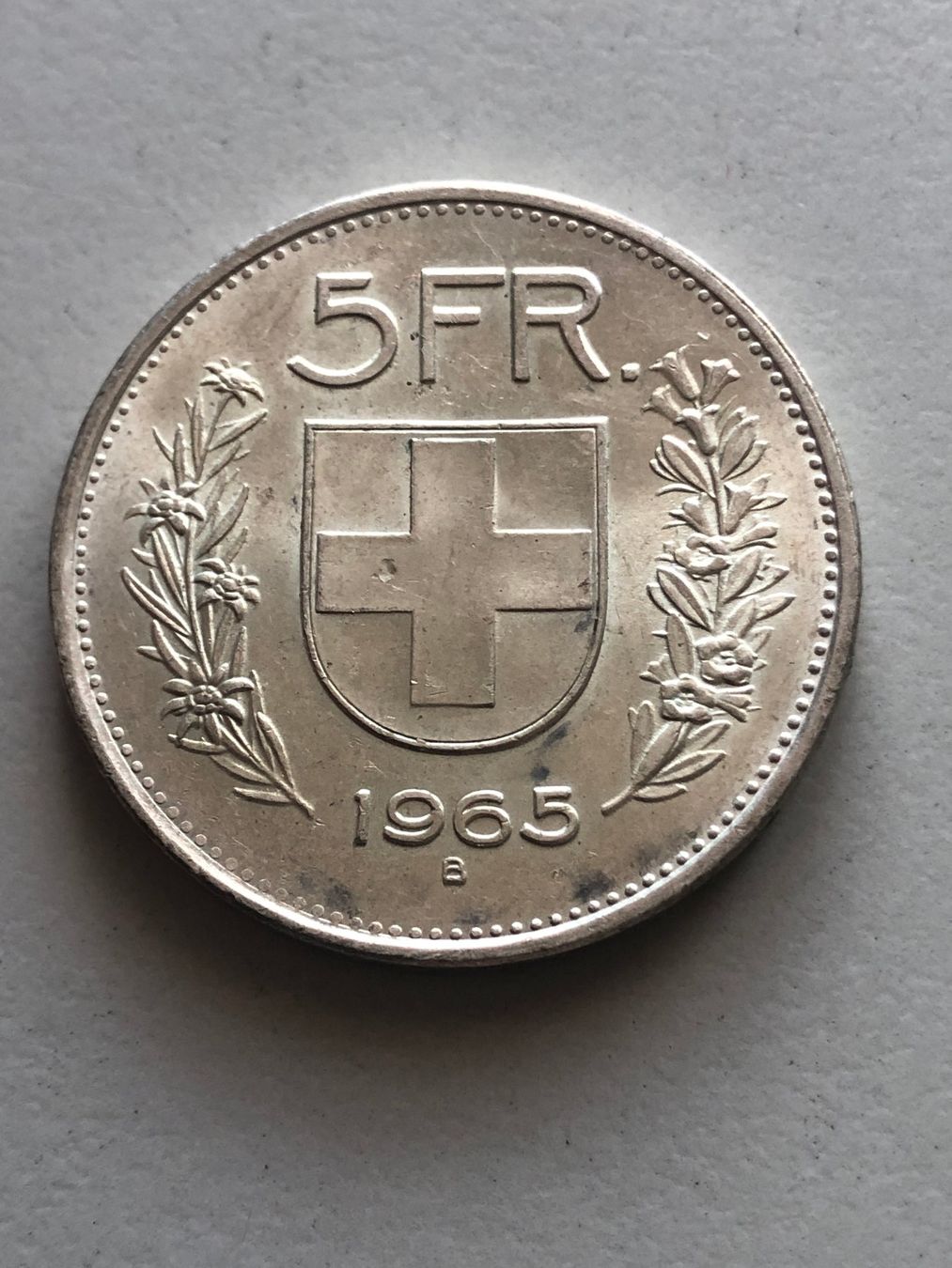 Alle Münzen: 5 Fr. 1965 – Gebraucht aus Schötz von Odpa