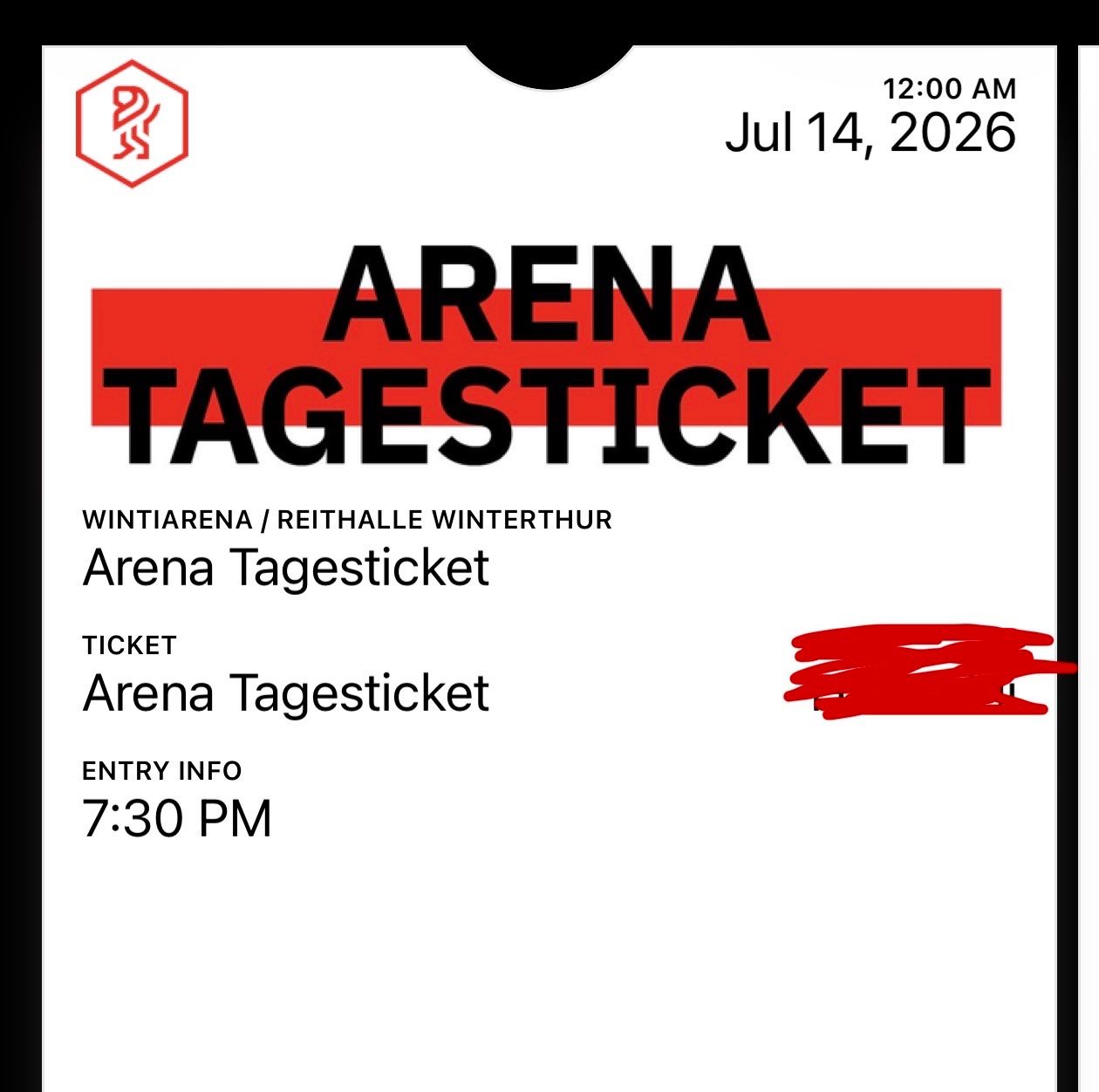 Biglietti: 2 Tickets Winti Arena 14.07.2026 – Nuovo e nell'imballaggio originale da Schaffhausen venduto da GreenApple212