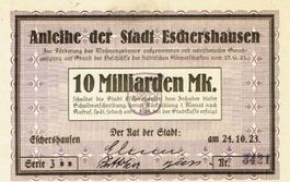 Eschershausen 10 Mrd.Mark Serie 3 24.10.1923 VZ+-VZ++