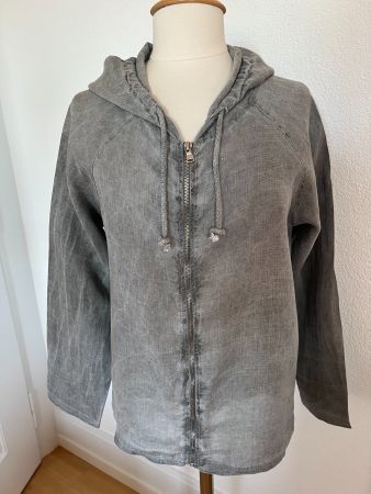 leichte Jacke, 100% Leinen, Gr. 40 (12), Grün/Grau