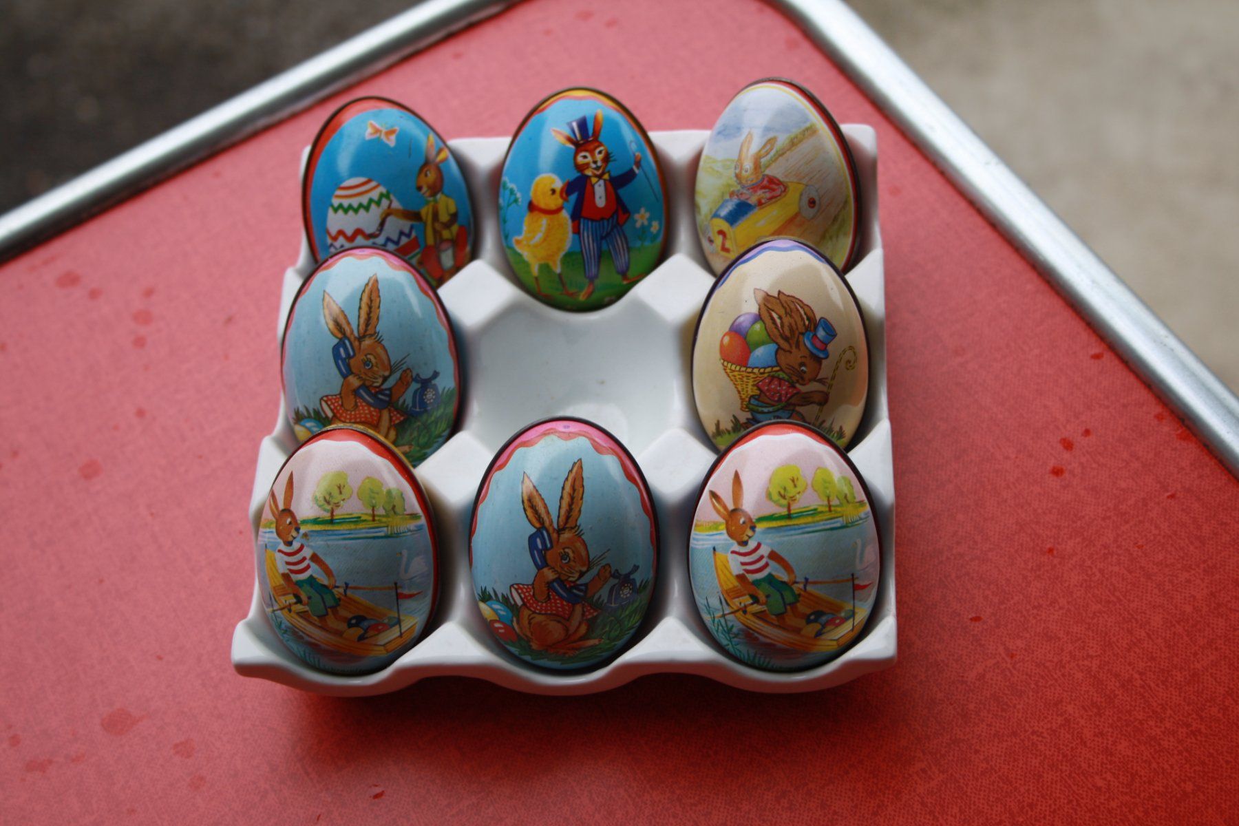 Tutte le decorazioni: 8 VINTAGE BLECH OSTEREIER EIER – Usato da Wauwil venduto da Pneuedy 4