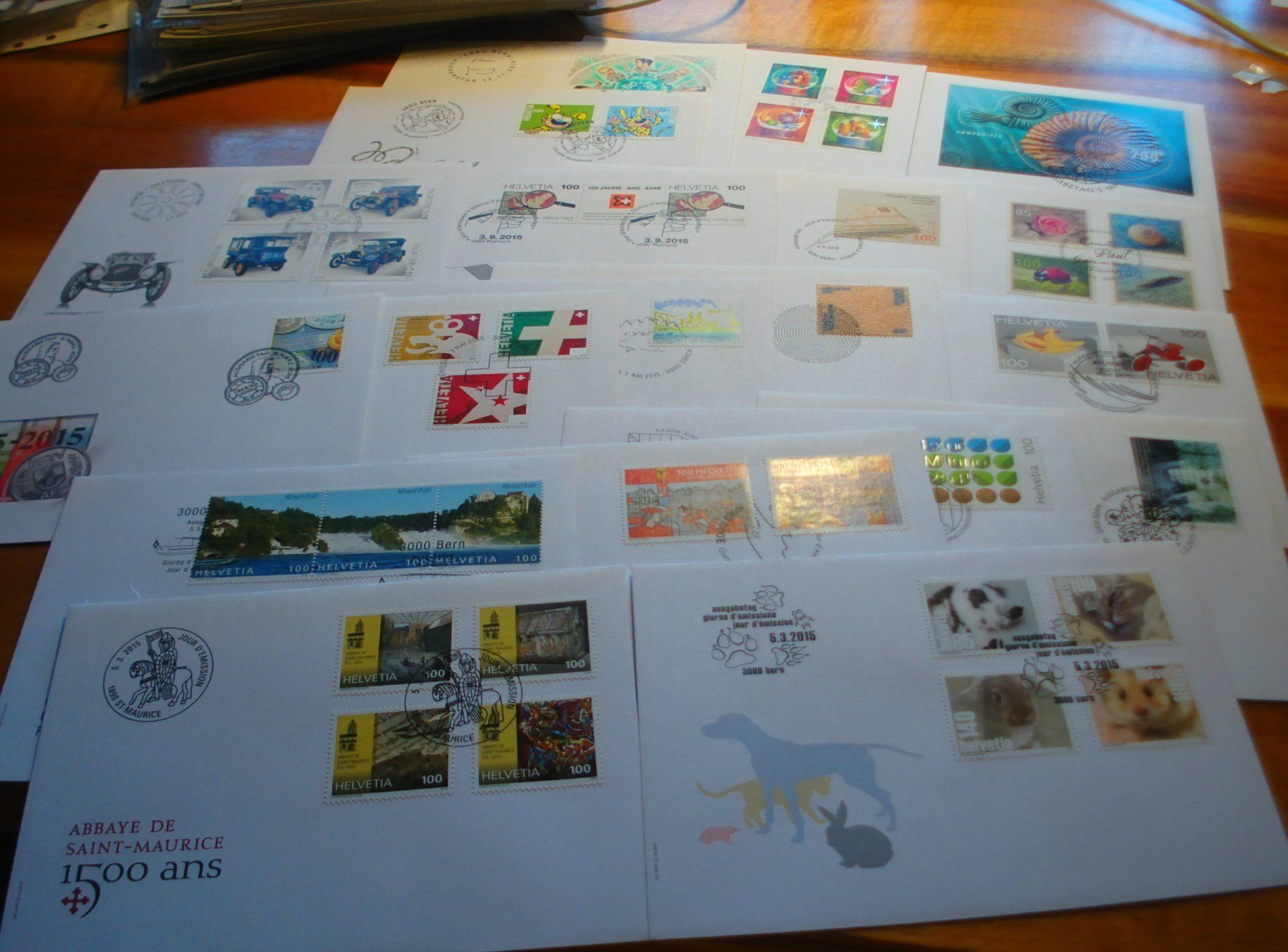 Tutti i francobolli: Set modernste FDC Schweiz, 2015, 19Belege – Usato da Niederwil AG venduto da morostahu 1