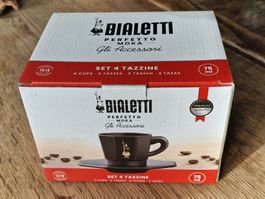 4 Bialetti Espressotassen mit Untersetzern originalverpackt