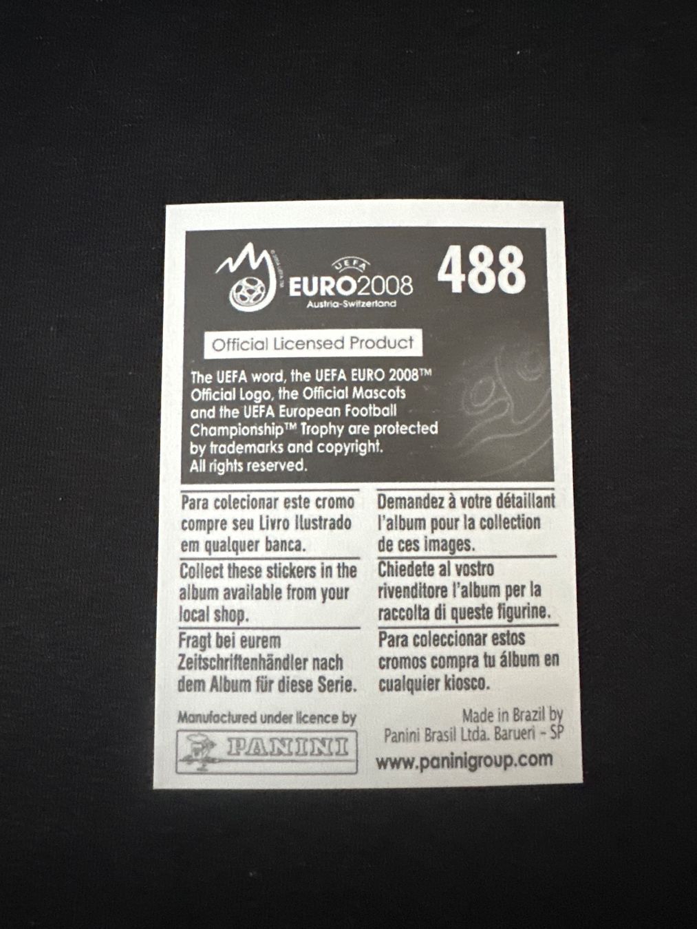 Panini Sammelbilder & Trading cards: Panini UEFA EM 2008 Sticker - Nr. 488 – Gebraucht aus Sulz AG von DealWerk 1