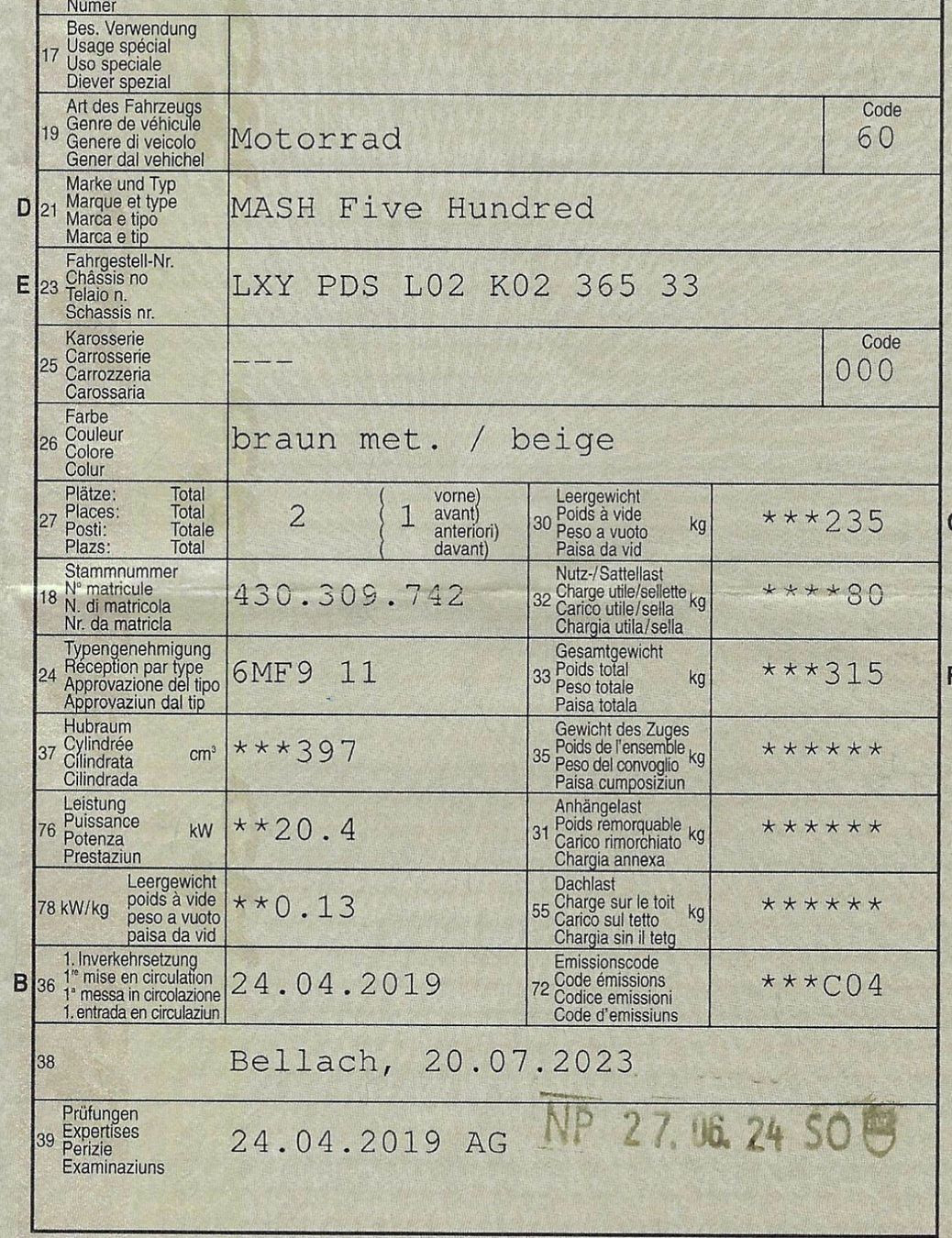 Mash Strada: Mash Five Hundred 500 – Usato da Niedergösgen venduto da Tomcat77 6