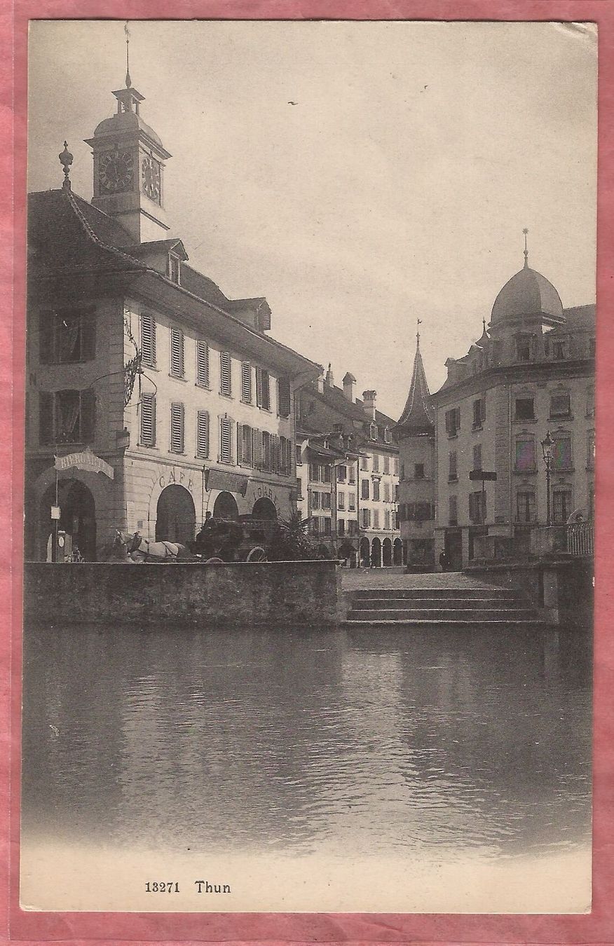 Cartoline postali: Thun - Kutsche vor Biergarten - ca. 1905 – Usato da Fislisbach venduto da Porano