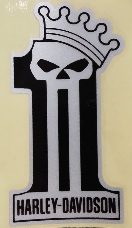 Autocollant Harley-Davidson - Numéro 1 Couronne Crâne💀!J064 3