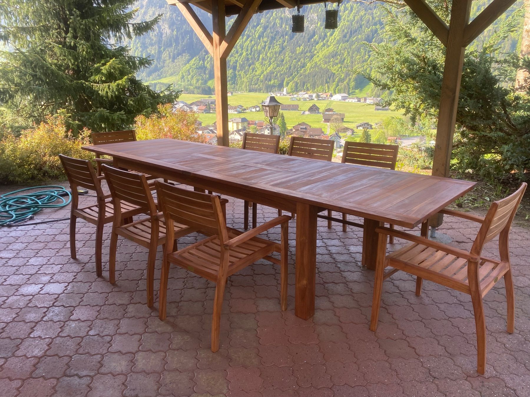 Set di tavolo e panche: De Luxe Set Teak Tischgruppe – Nuovo e nell'imballaggio originale da Zollikon venduto da Teaklife 7