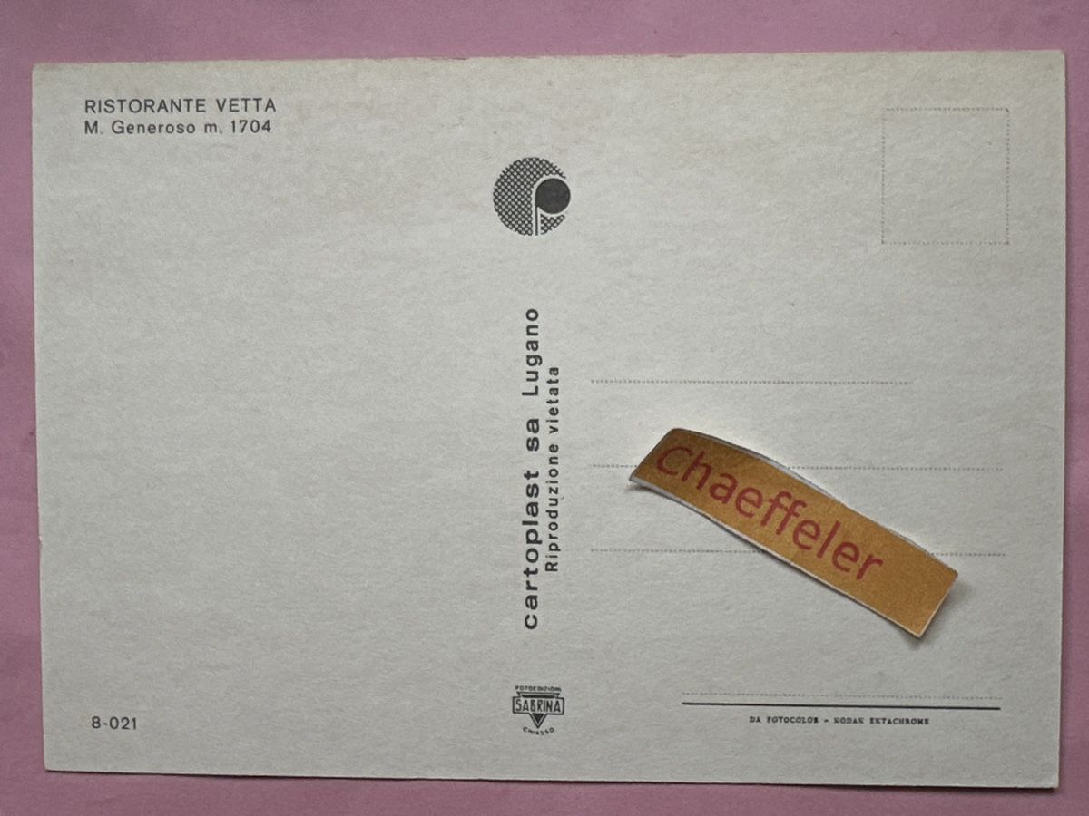 Cartoline postali: Ristorante Vetta, M. Generoso – Usato da Zürich venduto da Chaeffeler 1