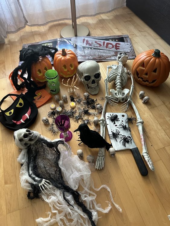 XXL Halloween Folienballon Set - Skelett Kürbis Deko Für Party