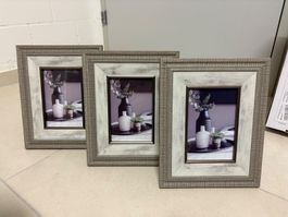 3er Set Bilderrahmen, Holz, Vintage Look