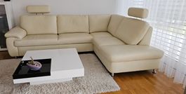 Polstergarnitur – Echtleder, mit Bettfunktion und 2 Kopfstüt
