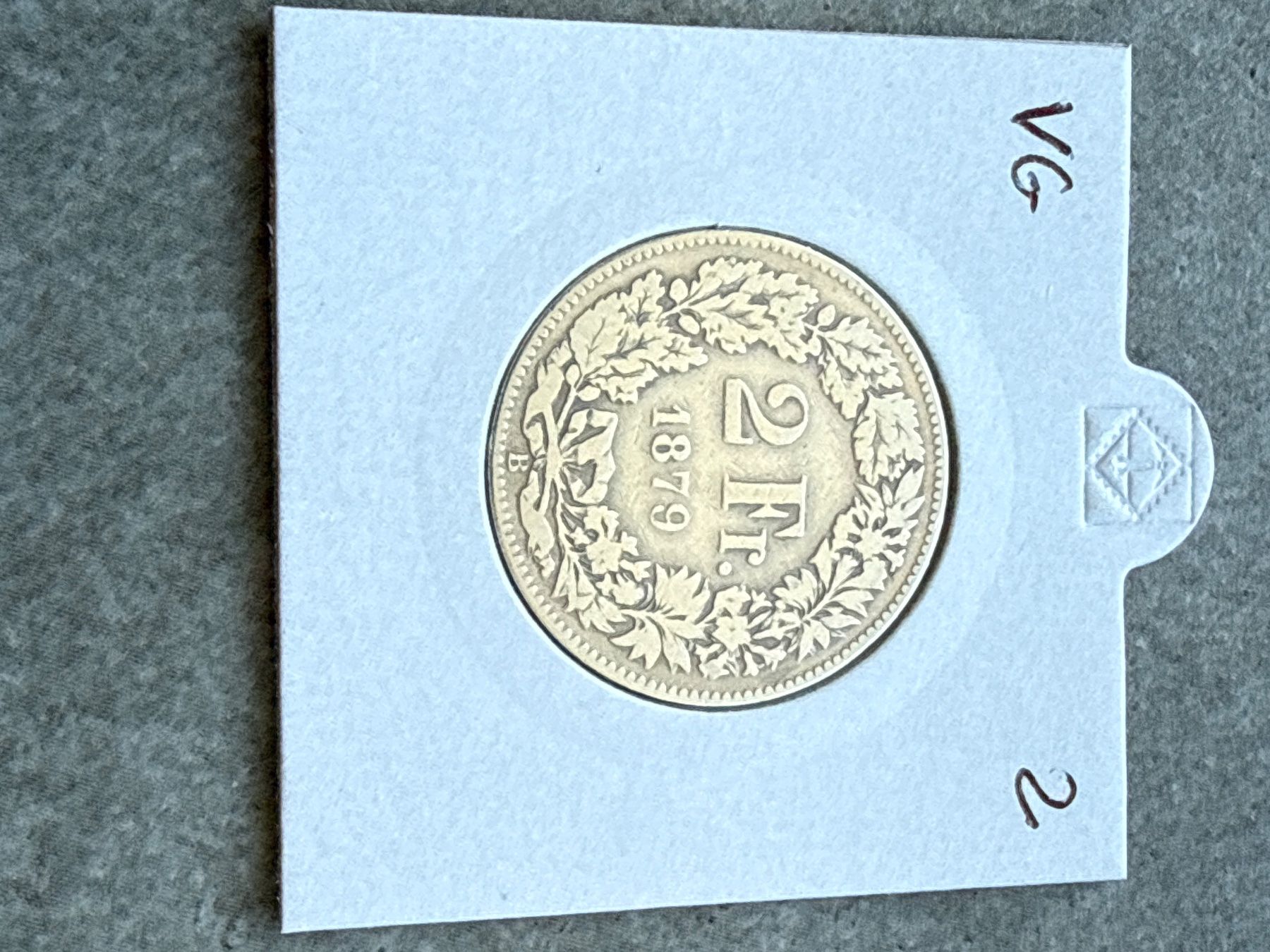 Alle Münzen: Swiss 2 francs 1879 Silver Coin – Gebraucht aus Pully von ta571