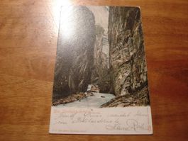 Die Linthschlucht bei Linthal, 1906, farbig, o Glarus