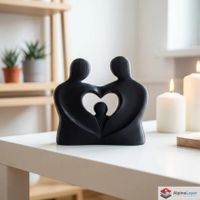 Family Embrace Sculpture - Minimalistic Love Art - 3D Print