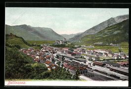 Bellinzona, Totalansicht mit Bahnhof aus