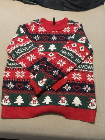 Weihnachtspullover mit Schneemänner und Tannenbäume, M