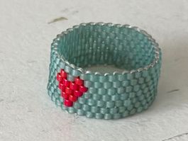 🟢 NEUF Bague coeur en perles japonaises Herzring NEU 55-57