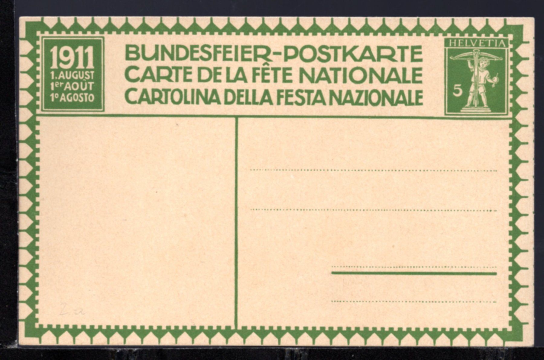 Tutti i francobolli: 1911 Bundesfeierkarte Nr. 2 ** – Nuovo (secondo la descrizione) da Aarau venduto da kufi44 1