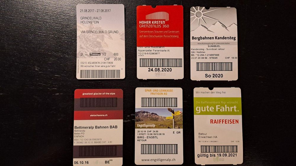 Fahrkarten Bergbahnen Schweiz (für Sammler) Acheter sur Ricardo