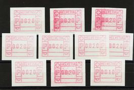 1984: Lot mit 10 ATM Abarten "Druck auf Gummiseite"