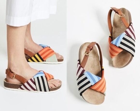 Tory Burch Scarpe da donna: Tory Burch Corey Leder / Stoff Sandalen – Nuovo (secondo la descrizione) da Zürich venduto da Sarazrh 1