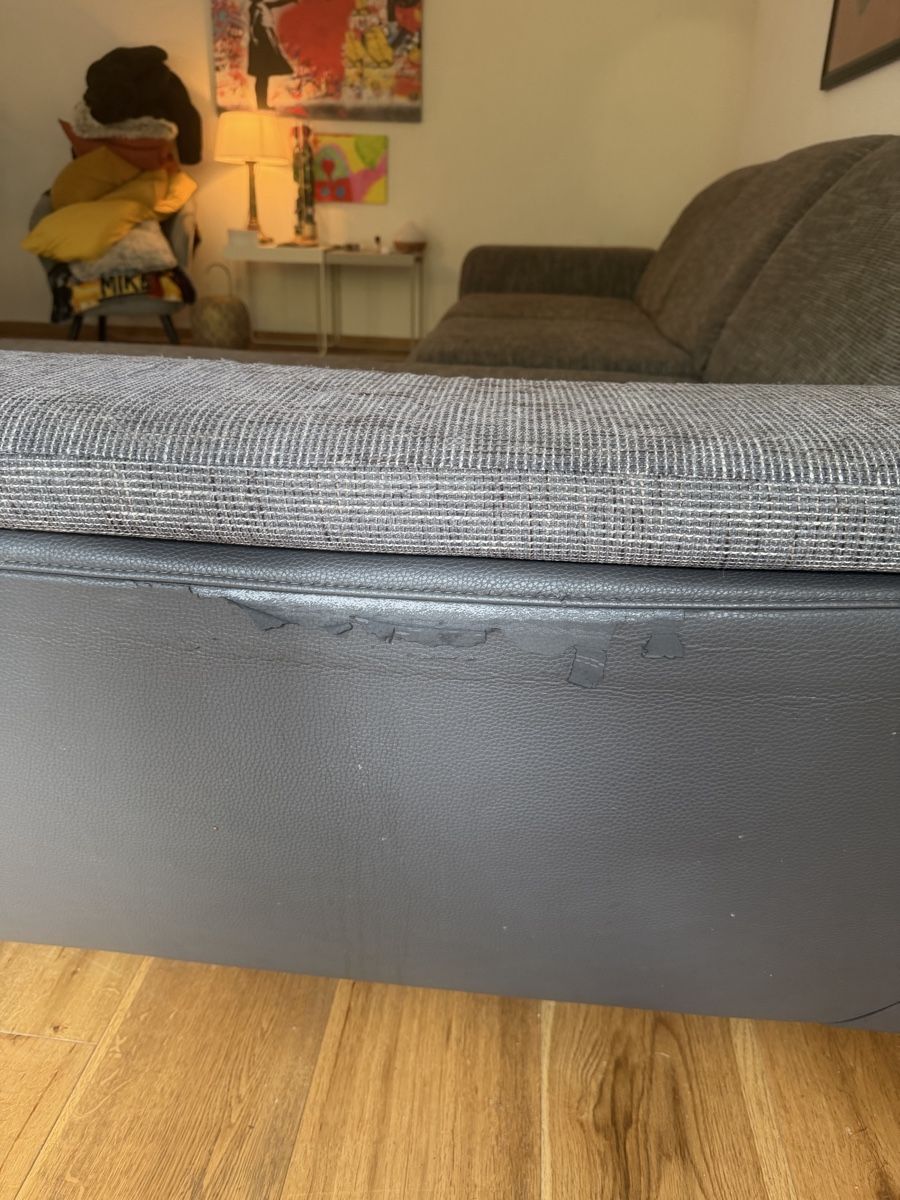 Pfister Sofas: Ecksofa mit Bettfunktion grau Stoff Leder Optik gebraucht – Gebraucht aus Schlieren von sheila000 1