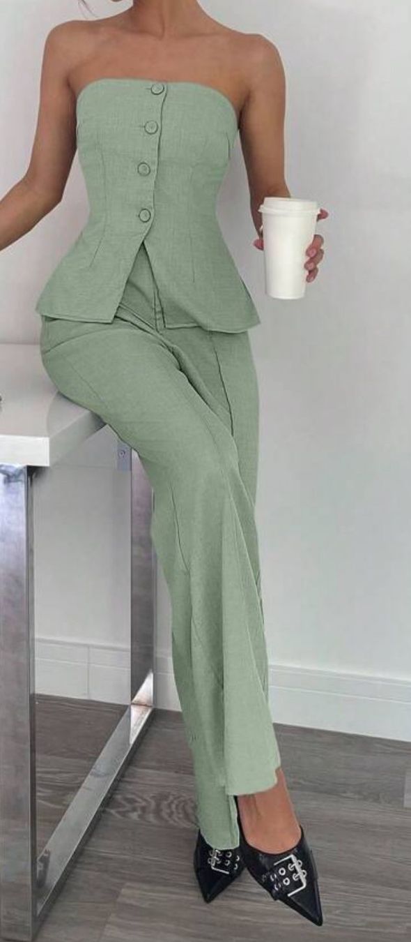 Shein Completi & Tailleur: Ensemble vert/gris chic – Nuovo e nell'imballaggio originale da Montreux venduto da iizaa811 1