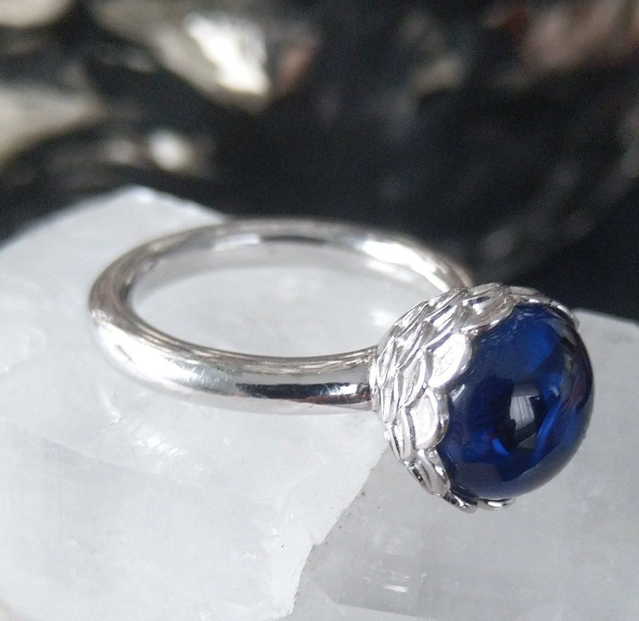 Anelli: COCKTAIL RING IN 925 SILBER MIT BLAUEM STEIN – Usato da Romanshorn venduto da Glitzer-Paradies 4