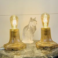 Pair of art deco Pressed champagne glass Lamps