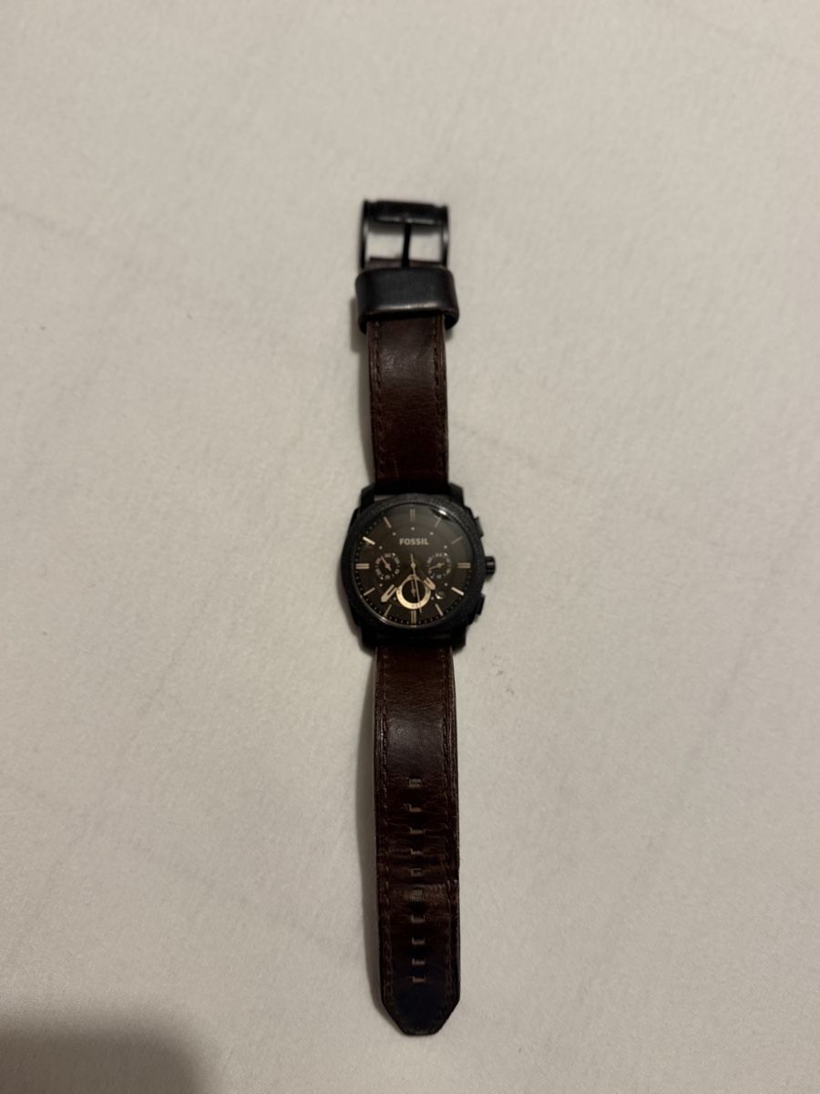 Fossil Montres: Fossil Chronograph Watch Brown Leather Strap Box Receipt – D'occasion à Mönchaltorf par Rbf87 1