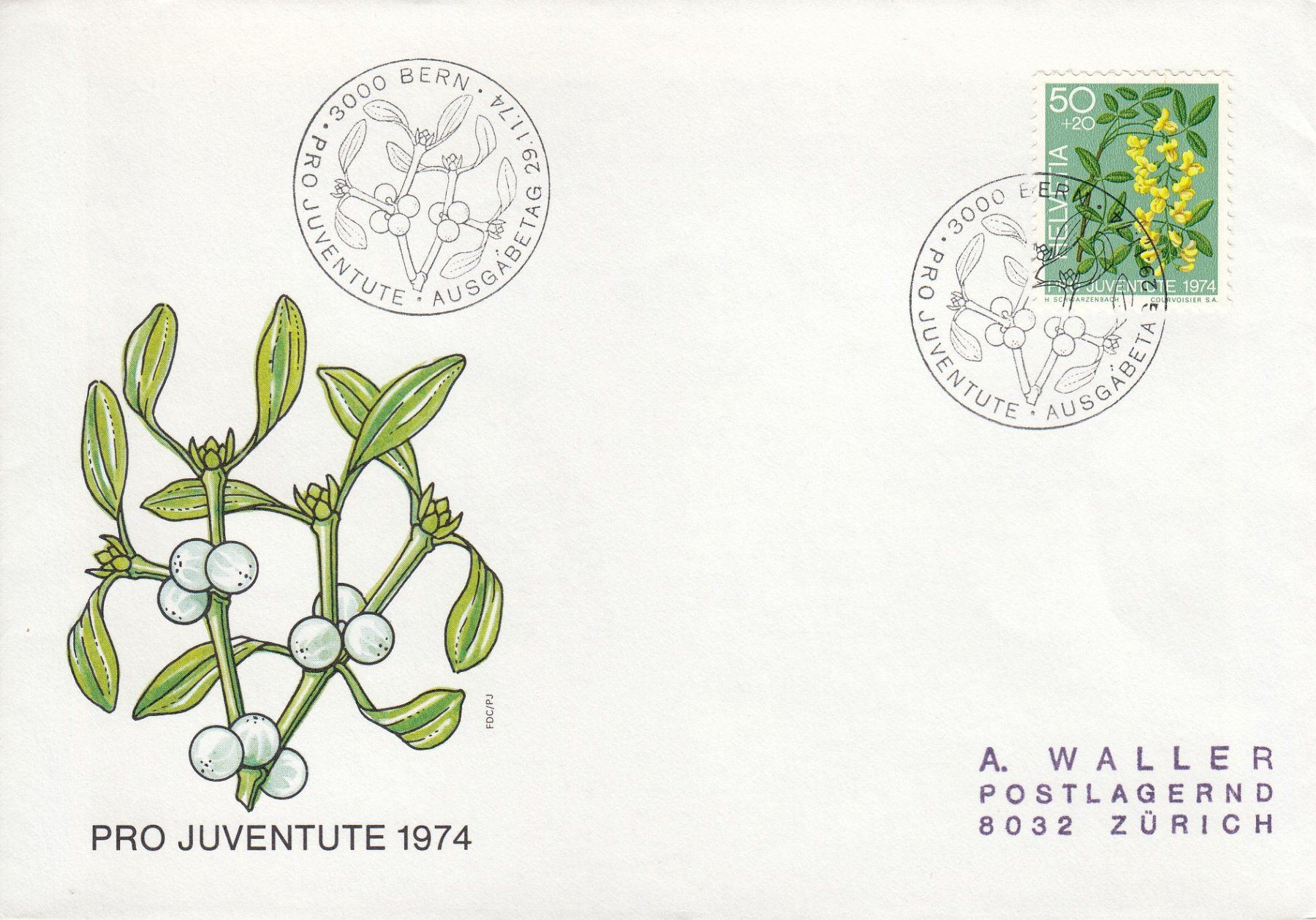 Tutti i francobolli: 1974 Pro Juventute  4 FDC von den Einzelmarken – Usato da Spreitenbach venduto da Mustang_1105 2