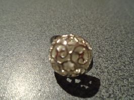 Ring silberfarbig, Kugel, Ring verstellbar
