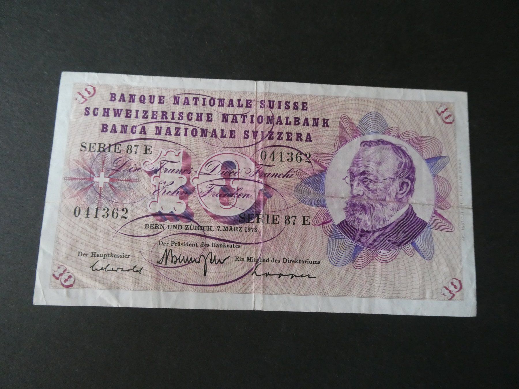 Billets de banque: Schweiz 1973, 10 Franken – D'occasion à Hinterforst par Rohusri