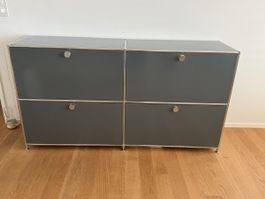 System4 Sideboard Anthrazit 153x81cm vier Klappen Chrom