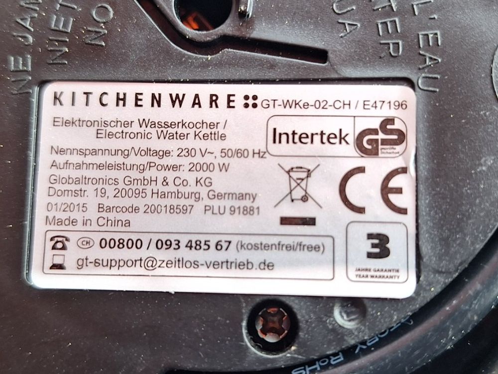 Bollitori: WASSERKOCHER KITCHENWARE SCHWARZ - 1,5 LITER – Usato da Huttwil venduto da Kunterbuntli 6