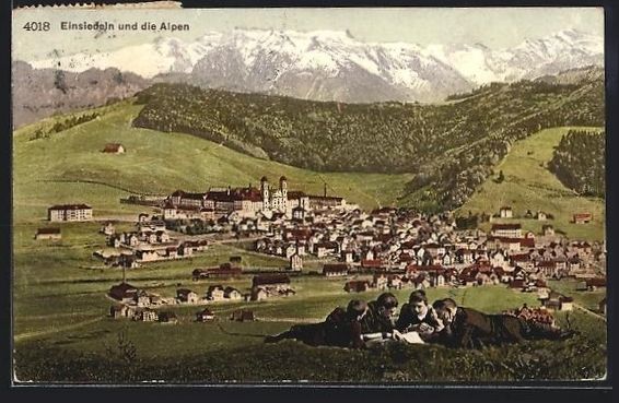 Ansichtskarten: Einsiedeln, Teilansicht mit Kloster und  – Gebraucht aus Berlin von bartko-reher