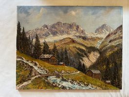 Schönes Bild *Ölgemälde Schweizer Alpen*Im Prättigau b.Schud