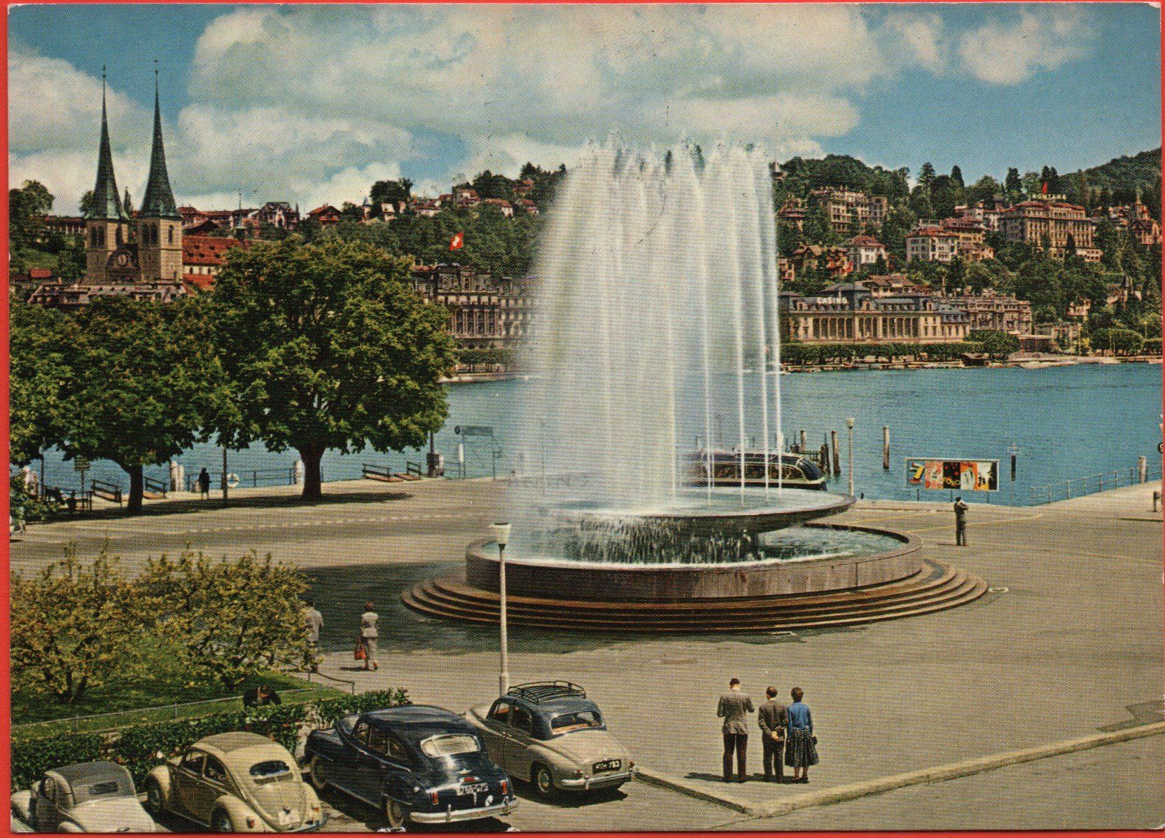 Cartoline postali: LUZERN Wagenbachbrunnen - Auto – Usato da Jona venduto da philajona