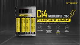 Akku Ladegerät NiteCore Ci4, Vier-Slot mit USB-C