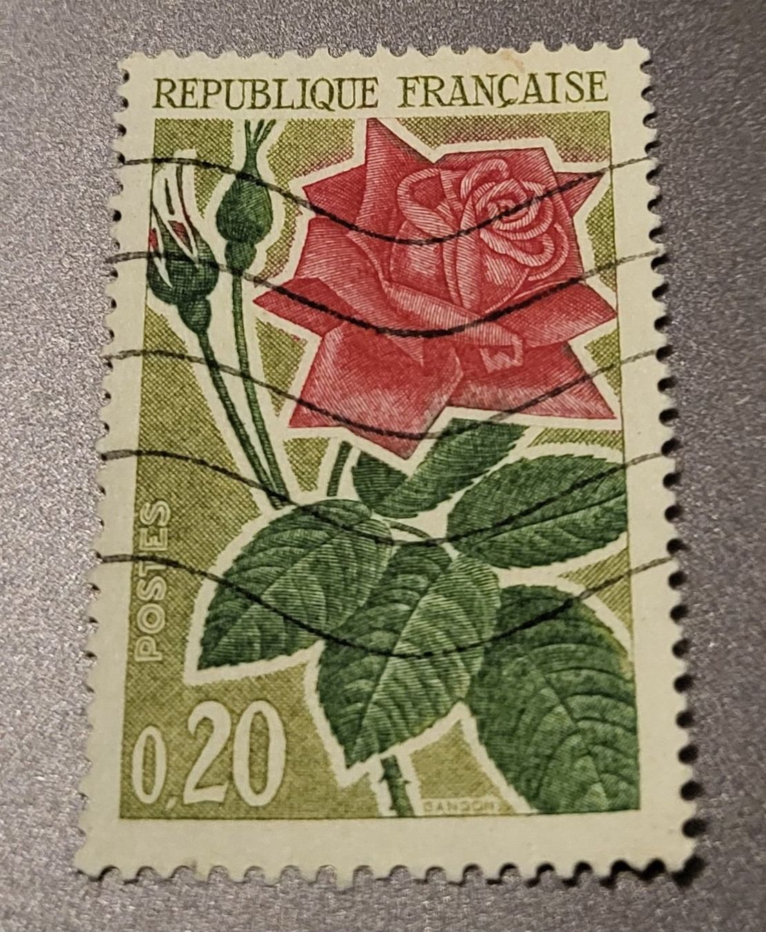 Alle Briefmarken: Frankreich 1962 Rose briefmarke – Gebraucht aus St Gallen von Stampsalshobby