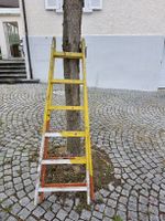 Doppelstehleiter Holz gelb gebraucht Zustand gut