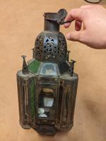 Lanterne ancienne en métal et verre coloré- Déco💡🏠