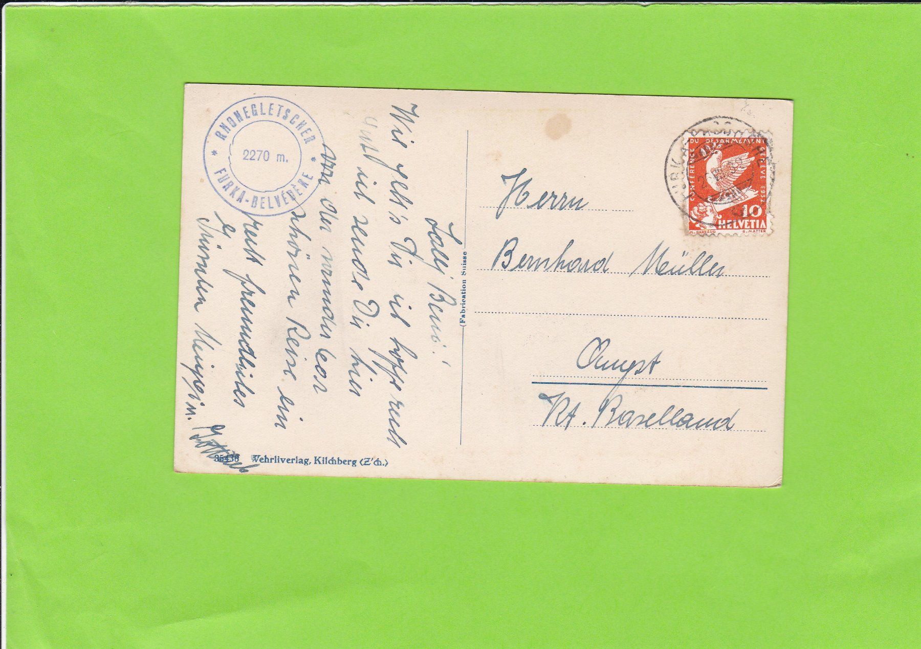 Cartes postales: Rhonegletscher-1932 versendet – D'occasion à St. Peterzell par neckertal 1