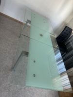 Extendable Glass Dining Table with Metal Legs, Modern