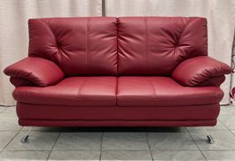Rotes Kunstleder Sofa Bordeaux | TOP ZUSTAND