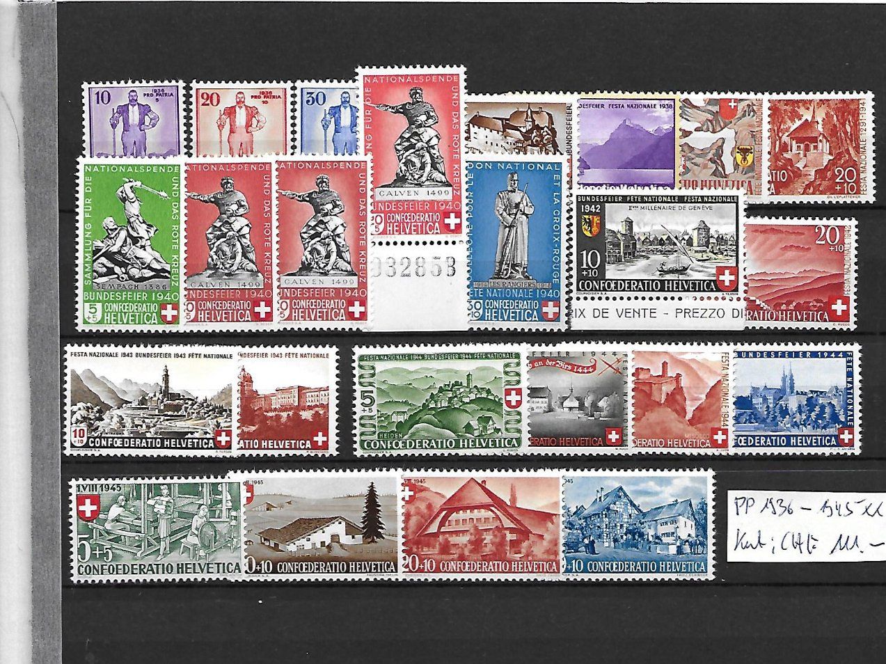 Tutti i francobolli: PP 1936 - 1945 ** Kat: CHF 111.- – Nuovo (secondo la descrizione) da Basel venduto da Ilp